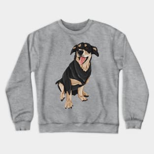 Brown and Black Dog Sitting Mouth Open Crewneck Sweatshirt